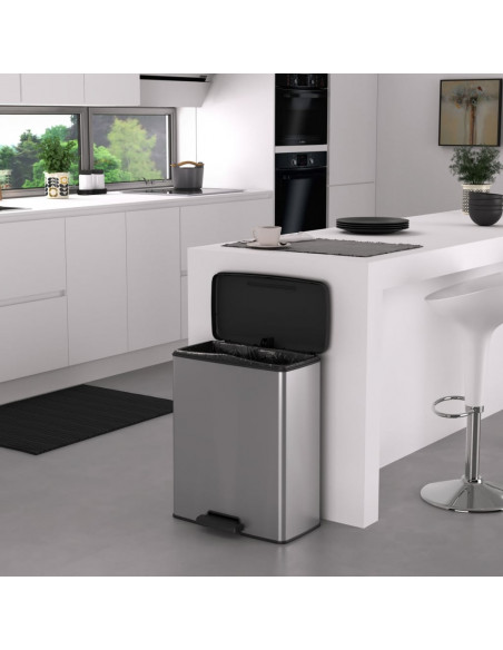 Curver Pattumiera a Pedale Deco 65 L Argento