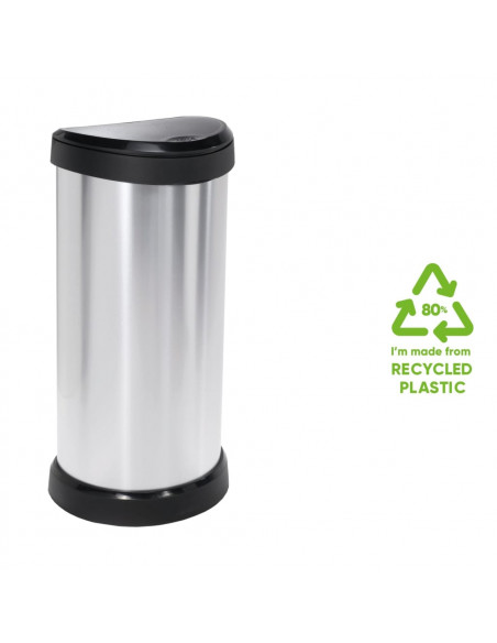 Curver Pattumiera a Pedale Deco Ovale 40 L Argento