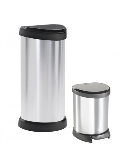 Curver Pattumiera a Pedale Deco Ovale 40 L Argento
