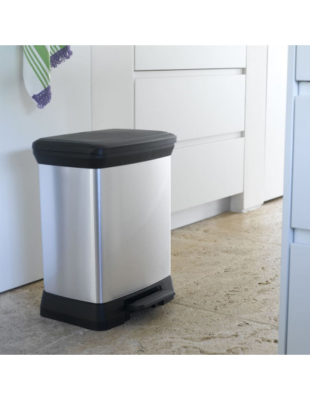 Curver Pattumiera a Pedale Deco Rettangolare 30 L Argento