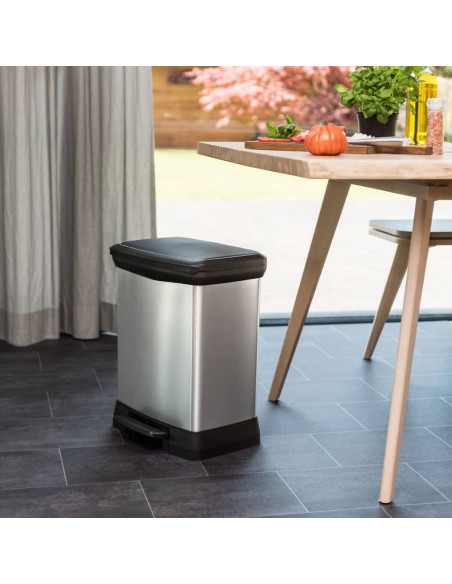 Curver Pattumiera a Pedale Deco Rettangolare 30 L Argento