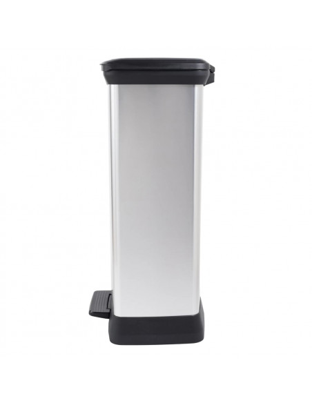 Curver Pattumiera a Pedale Deco Rettangolare 50 L Argento