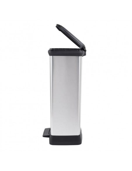 Curver Pattumiera a Pedale Deco Rettangolare 50 L Argento