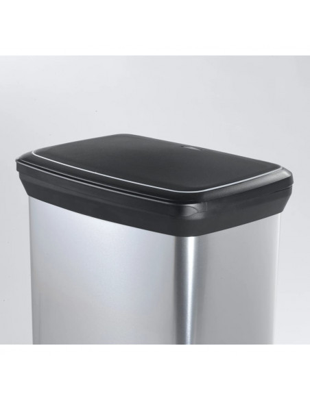 Curver Pattumiera a Pedale Deco Rettangolare 50 L Argento