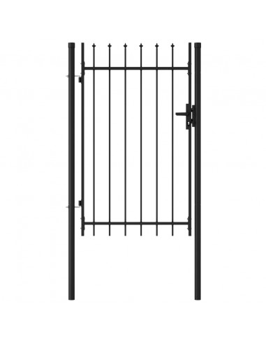 Cancello a Singola Anta con Punte in Acciaio 1x1,5m Nero