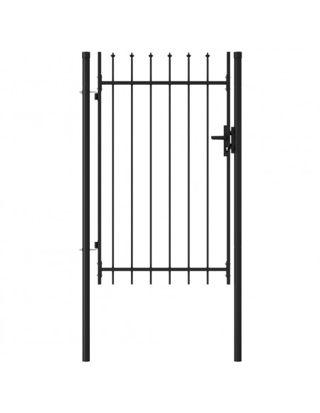 Cancello per recinzione BOXTEL porta singola con punta in acciaio 1x1,5 m Nero