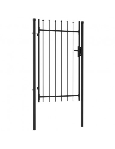 Cancello a Singola Anta con Punte in Acciaio 1x1,5m Nero