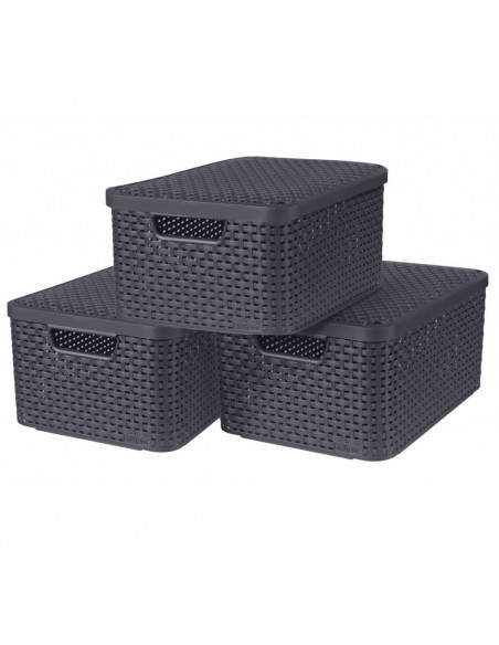 Curver Scatole con Coperchio Style 3 pz Misura M Antracite