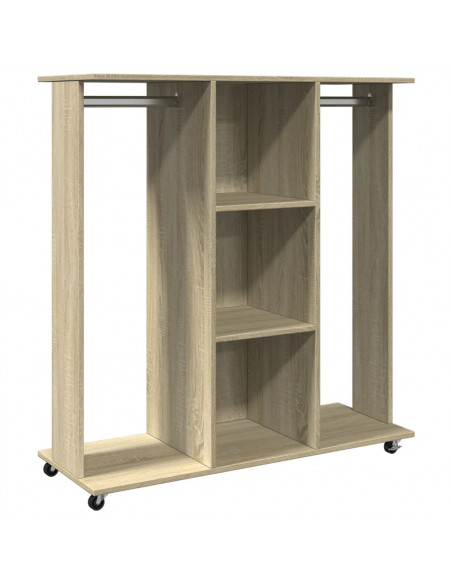 Armadio con Ruote Rovere Sonoma 102x38x110 cm Legno Multistrato