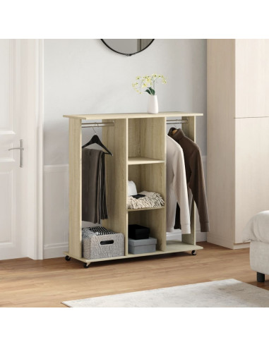 Armadio con Ruote Rovere Sonoma 102x38x110 cm Legno Multistrato