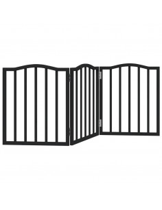 Cancello per Cani Pieghevole 3 Pannelli Nero 150cm Legno Pioppo 2