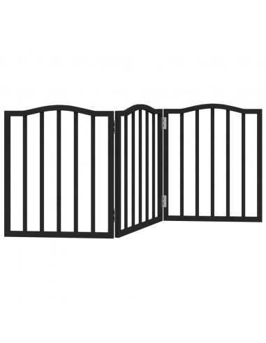 Cancello per Cani Pieghevole 3 Pannelli Nero 150cm Legno Pioppo