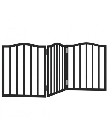 Cancello per Cani Pieghevole 3 Pannelli Nero 150cm Legno Pioppo