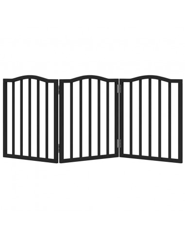 Cancello per Cani Pieghevole 3 Pannelli Nero 150cm Legno Pioppo