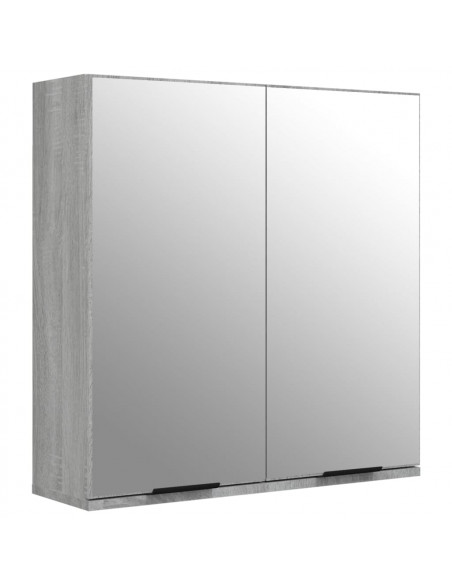 Armadietto a Specchio da Bagno Grigio Sonoma 64x20x67 cm