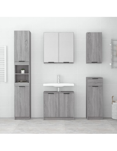 Armadietto a Specchio da Bagno Grigio Sonoma 64x20x67 cm