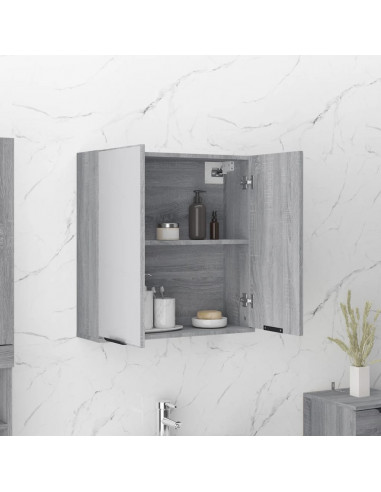 Armadietto a Specchio da Bagno Grigio Sonoma 64x20x67 cm