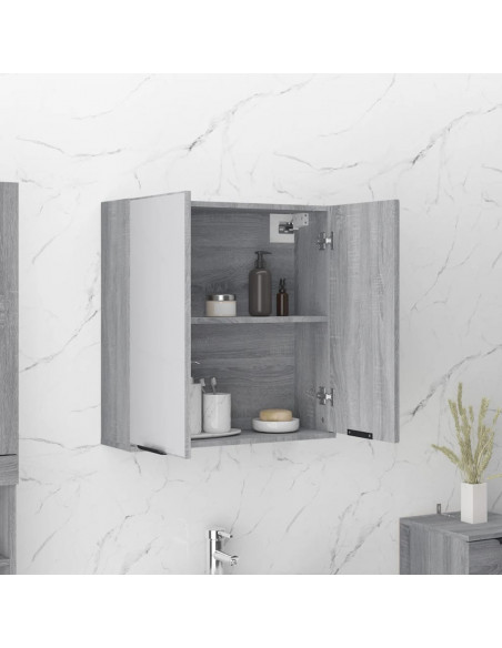 Armadietto a Specchio da Bagno Grigio Sonoma 64x20x67 cm