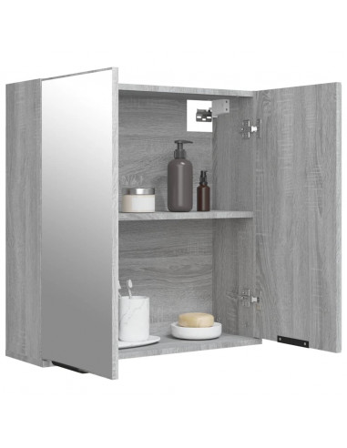 Armadietto a Specchio da Bagno Grigio Sonoma 64x20x67 cm