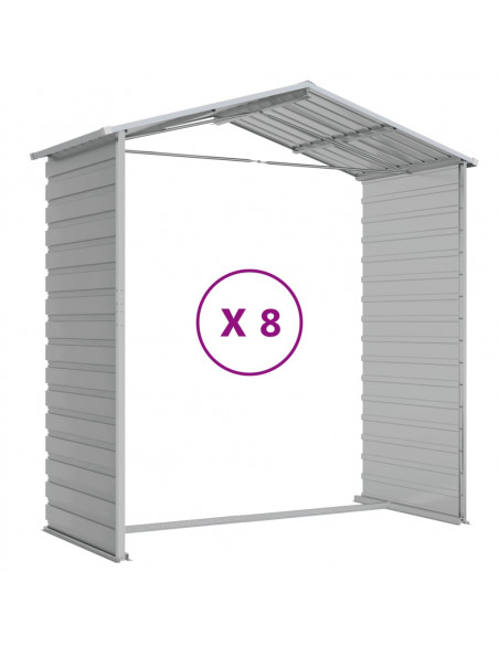 Capanno da Giardino Grigio Chiaro 191x725x198cm Acciaio Zincato