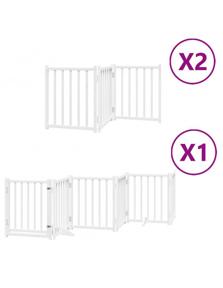 Cancello Cani Porta Pieghevole Bianco 12 Pannelli 600 cm Pioppo