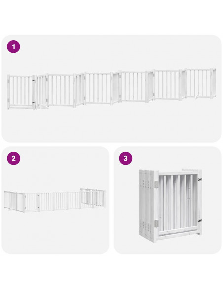 Cancello Cani Porta Pieghevole Bianco 12 Pannelli 600 cm Pioppo