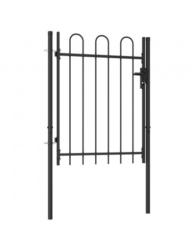 Cancello a Singola Anta con Archi in Acciaio 1x1,2m Nero