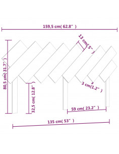 Testiera Letto Miele 159,5x3x80,5 cm in Legno Massello di Pino