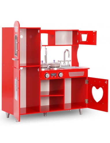 Cucina Giocattolo per Bambini in MDF 84x31x89 cm Rossa