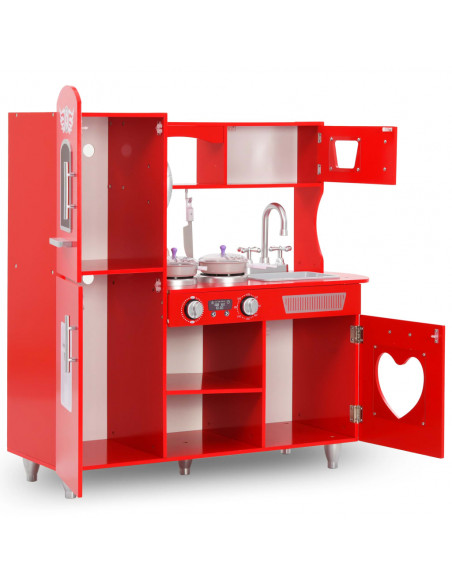 Cucina Giocattolo per Bambini in MDF 84x31x89 cm Rossa