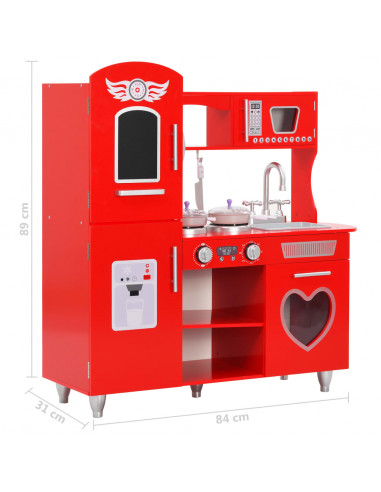 Cucina Giocattolo per Bambini in MDF 84x31x89 cm Rossa