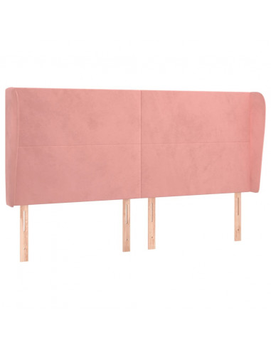 Testiera ad Orecchio Rosa 163x23x118/128 cm in Velluto