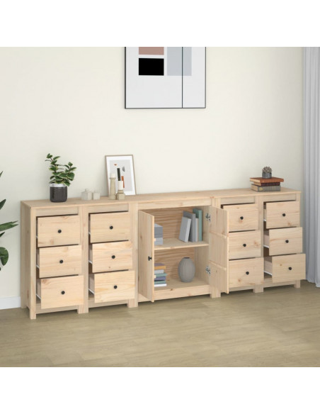 Credenza 230x35x80 cm in Legno Massello di Pino
