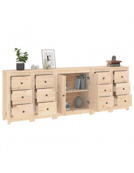 Credenza 230x35x80 cm in Legno Massello di Pino