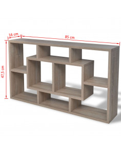 Espositore da Parete Pensile 8 Scomparti Color Rovere