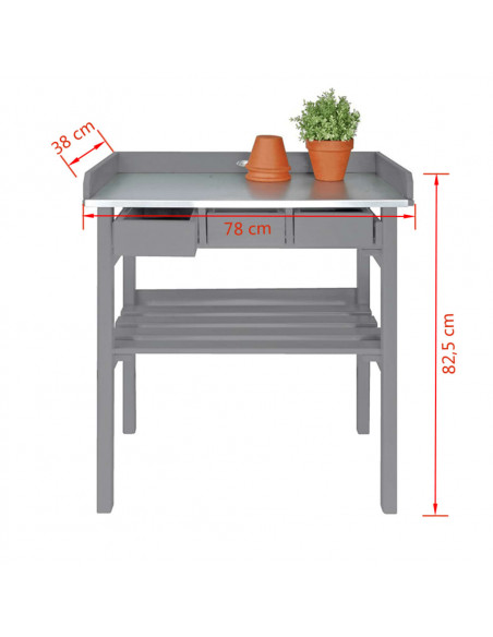 Esschert Design Banco da Lavoro da Giardino Grigio CF29G