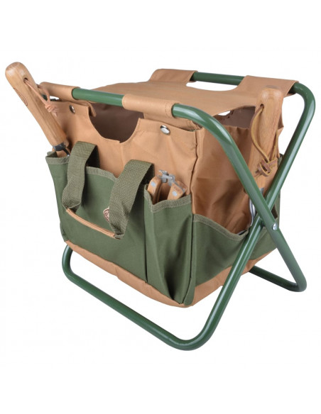 Esschert Design Borsa per Attrezzi da Giardino e Sgabello GT01