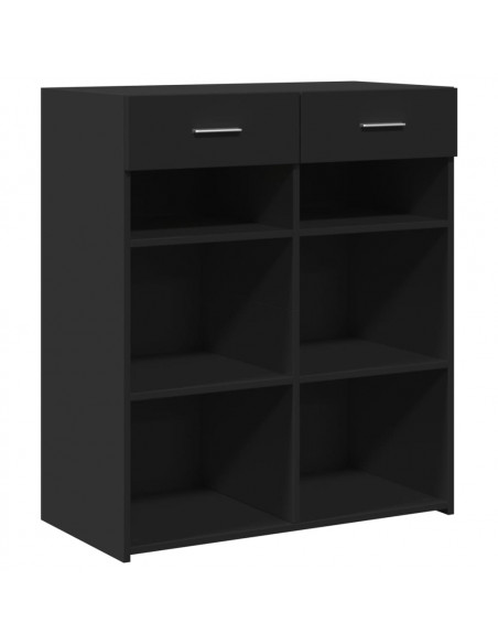Credenza Nera 80x42,5x93 cm in Legno Multistrato
