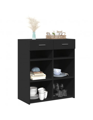 Credenza Nera 80x42,5x93 cm in Legno Multistrato