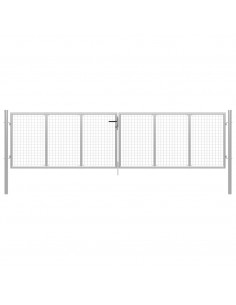 Cancello per Giardino in Acciaio Zincato 415x150cm Argento 2