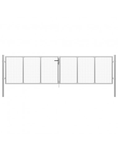 Cancello per Giardino in Acciaio Zincato 415x150cm Argento