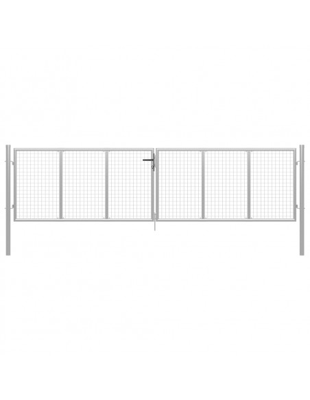 Cancello per Giardino in Acciaio Zincato 415x150cm Argento