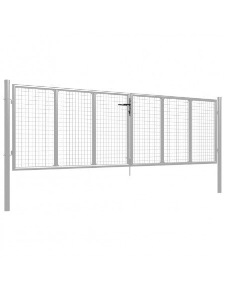 Cancello per Giardino in Acciaio Zincato 415x150cm Argento