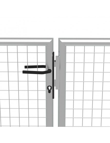 Cancello per Giardino in Acciaio Zincato 415x150cm Argento