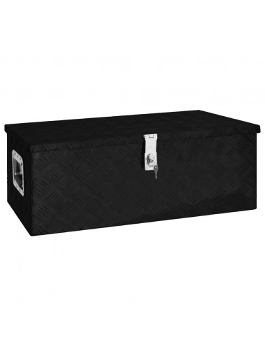 Contenitore Portaoggetti Nero 80x39x30 cm in Alluminio