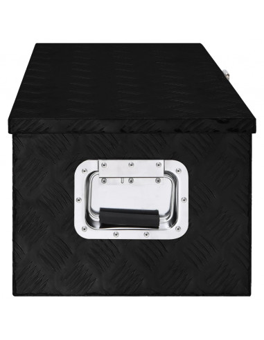 Contenitore Portaoggetti Nero 80x39x30 cm in Alluminio