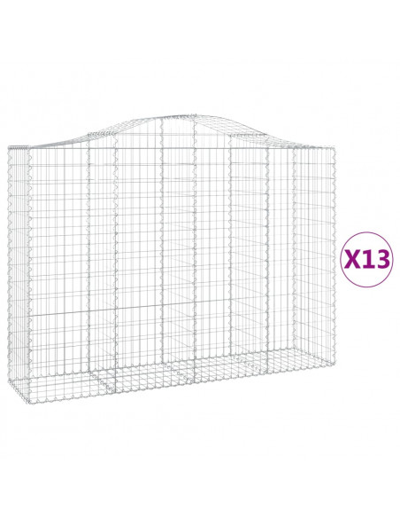 Cesti Gabbioni ad Arco 13 pz 200x50x140/160 cm Ferro Zincato