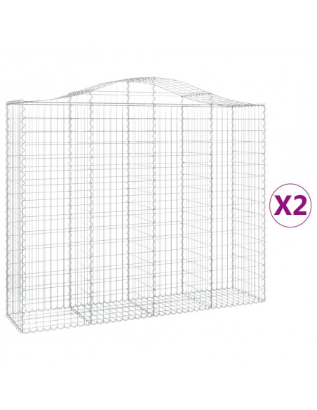 Cesti Gabbioni ad Arco 2 pz 200x50x160/180 cm Ferro Zincato