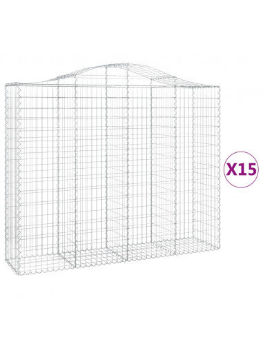 Cesti Gabbioni ad Arco 15 pz 200x50x160/180 cm Ferro Zincato
