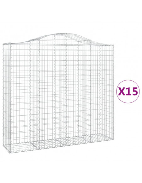 Cesti Gabbioni ad Arco 15 pz 200x50x180/200 cm Ferro Zincato
